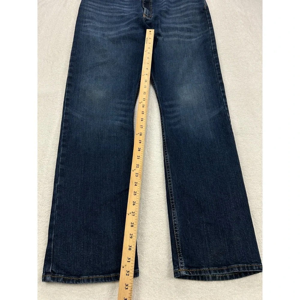 Wrangler Jeans Men 36x34(32) Blue Denim Whisker Straight Fit Cowboy Western READ